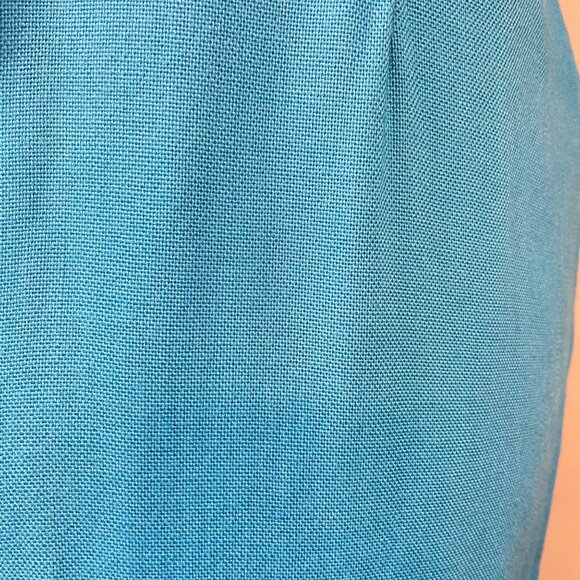 60s Vintage Mod Blue Scoop Neck Short Sleeve Woven Unlined Shift Dress Size 2X - Picture 6 of 6
